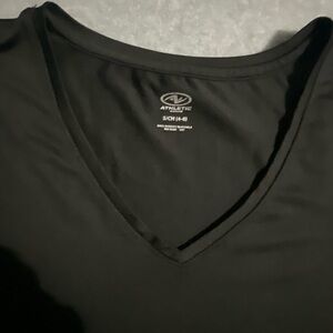 Athletic Works Women's V-Neck Performance T-Shirt-Black-Short Sleeve Activewear